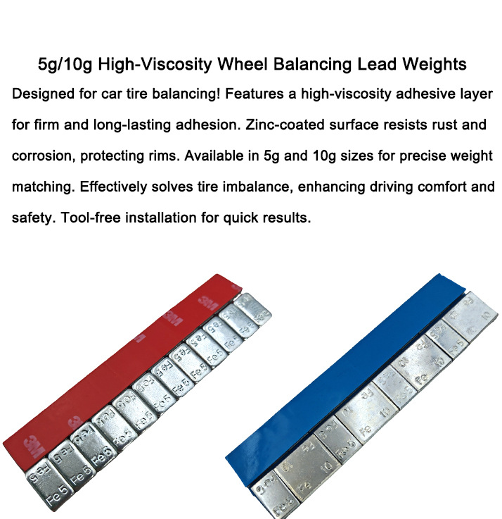 Blue or 3M Tape Wheel Balancing Weights Zinc Plastic Coated 5g and 5*12 Fe Adhesive Wheel Weights
